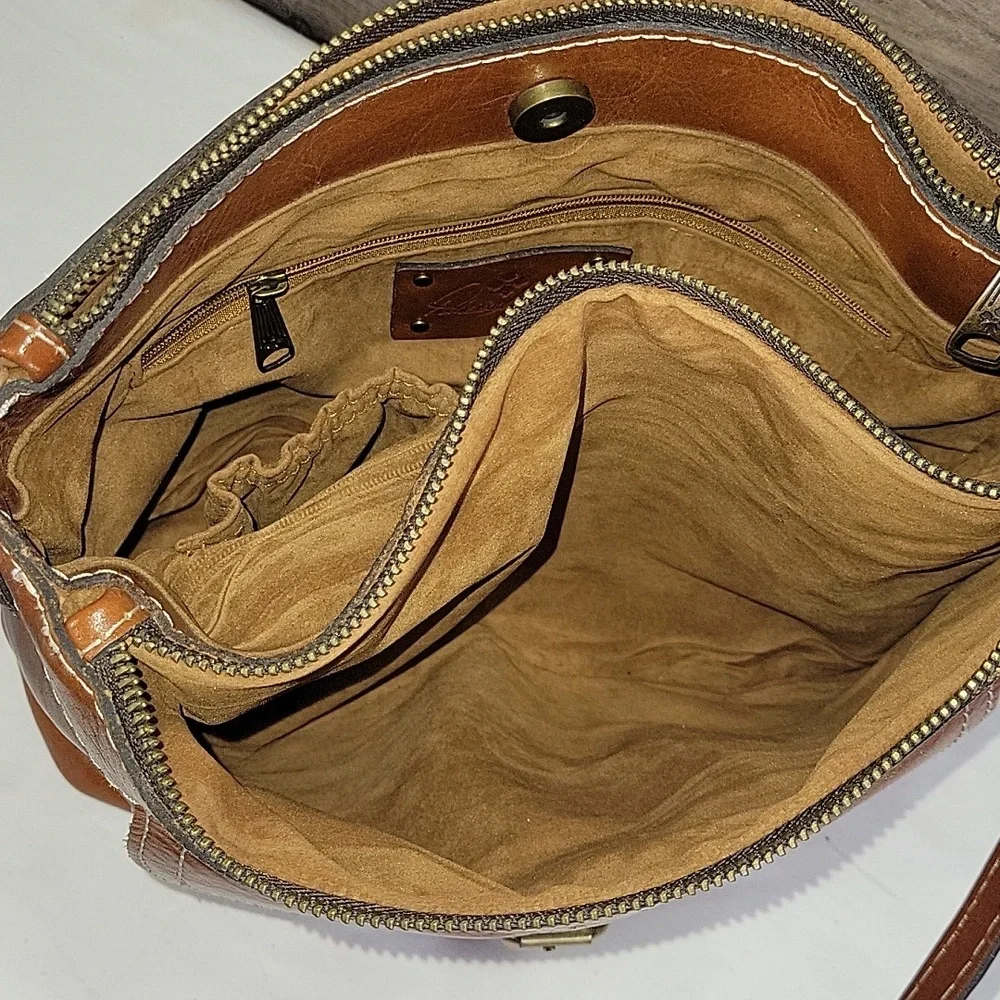 Patricia Nash Brown Leather Crossbody Shoulder Bag